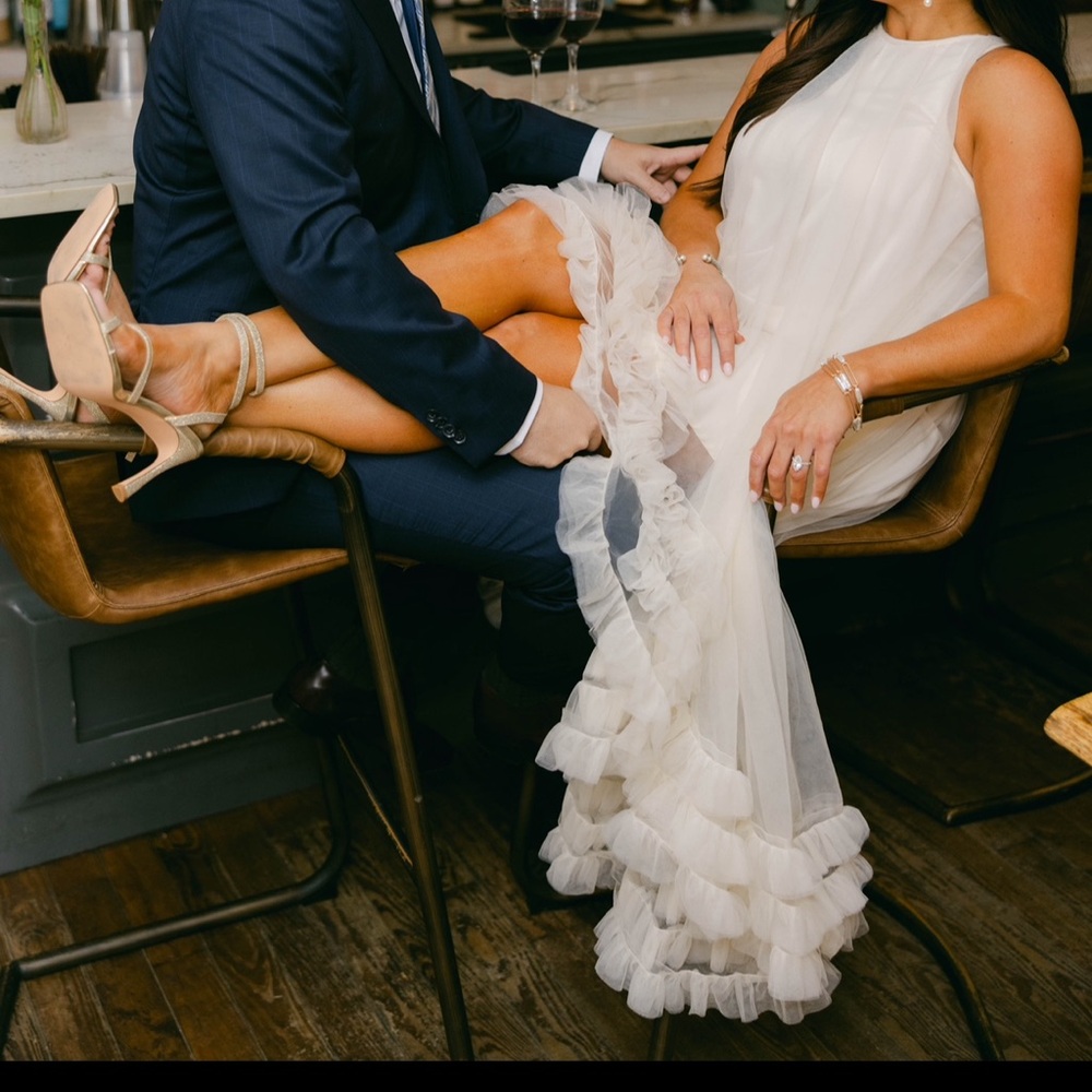 Ivory ruffle dress